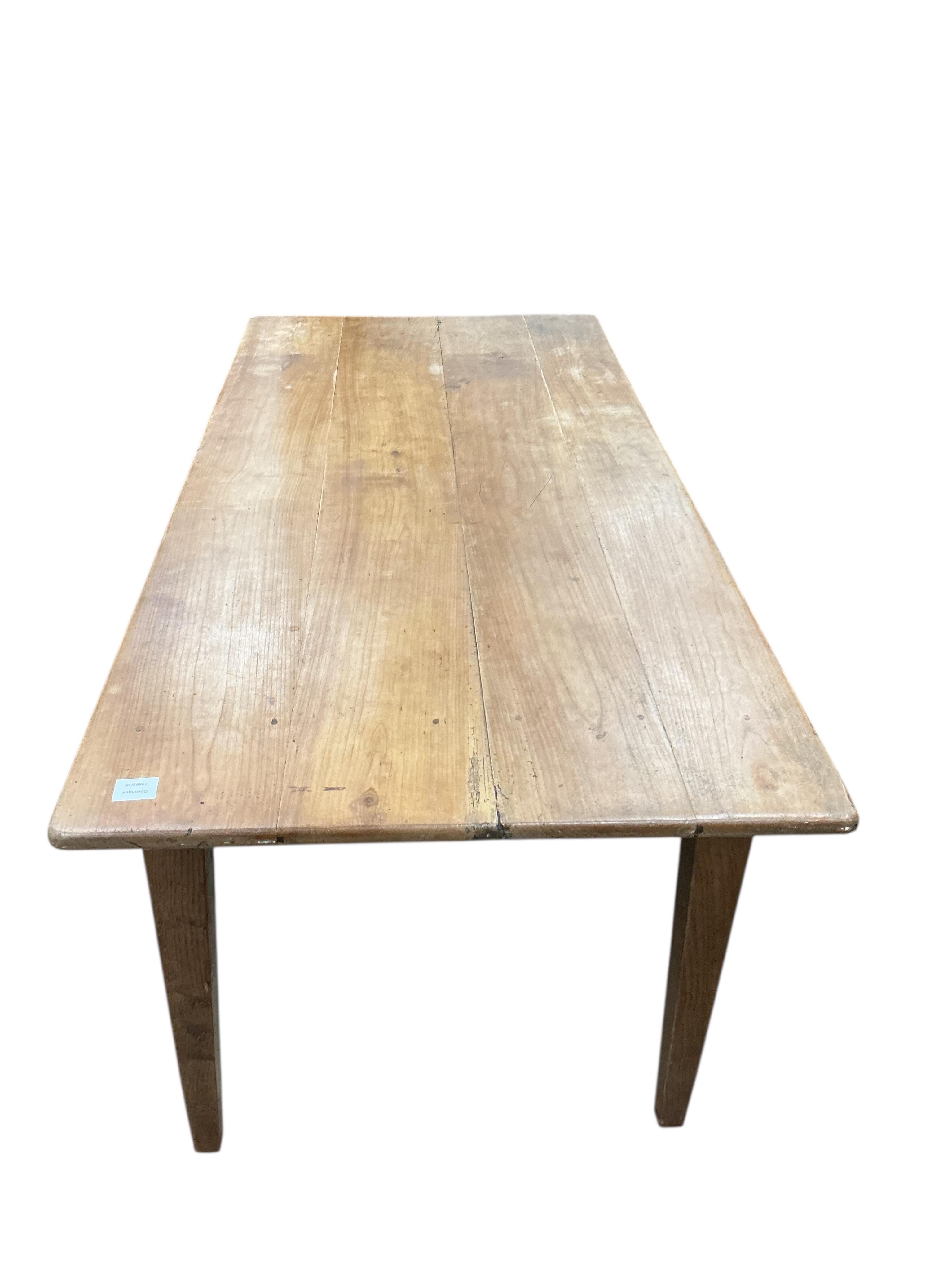 A 19th century French rectangular cherry and oak kitchen table, width 170cm, depth 80cm, height 74cm